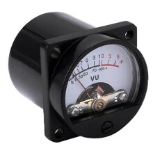 500 μA VU-meterpaneel met warme achtergrondverlichting voor audioniveau, 6-12 V DC/AC, 630 Ohm, 35 x 35 mm