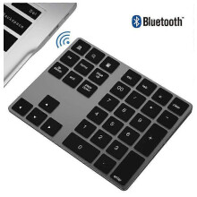 Tastierino numerico Bluetooth, sottile, in alluminio, ricaricabile, wireless, a 34 tasti, compatibile con MacBook e PC Windows.