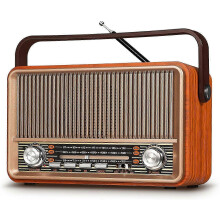 Radio vintage AM FM SW portatile Bluetooth con batteria ricaricabile da 1800 mAh e alimentazione CA