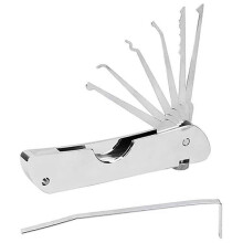 Steel Fidget Lock Pick Set with 4 Picks & Turning Tool, Portable Folding Practice Set