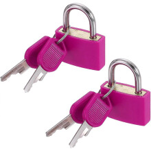 Small Padlocks with Keys, ABS Coated Brass Core, Auto-Pop Shackle, 2Pcs Set for Luggage Backpack Locker