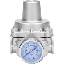 Régulateur de pression d'eau réglable avec manomètre, filetage femelle 3/4" NPT, en acier inoxydable 304, pour camping-car et jardin.