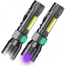 Rechargeable UV Flashlight with 7 Modes, Adjustable Focus and Magnetic Base