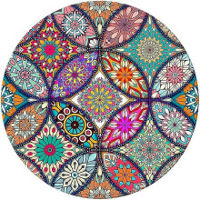 Ronde muismat met antislip onderkant en gestikte rand, 200 mm, geometrisch mandala-ontwerp