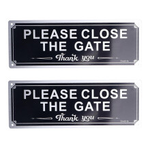 2er-Pack „Bitte Tor schließen“-Schild, reflektierendes Aluminium, UV-beständig, rostfrei, vorgebohrte Löcher
