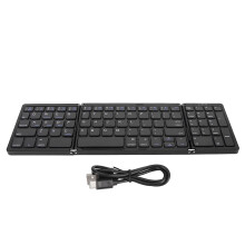Tastiera Bluetooth a tripla piega per laptop, tablet e telefono, connessione wireless multi-dispositivo, tasti a forbice, nera