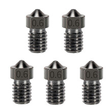 Kalená oceľová tryska 0,6 mm, 5 kusov, kompatibilná s hotendom Prusa I3 MK3 V6 pre filament 1,75 mm