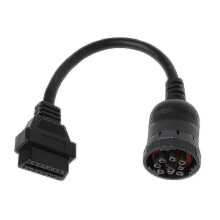 Cable adaptador de diagnóstico J1939 a OBD2, compatible con conector de 9 pines a 16 pines para camiones pesados.