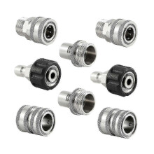 Painepesurin pikaliitäntäsovitinsarja, ruostumatonta terästä, M22 14 mm - 3/8 tuumaa, 3/4 tuumaa - 1/2 tuumaa