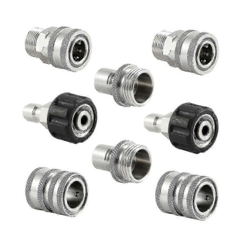 Kit Adaptadores Conexão Rápida Lavadora de Pressão, Aço Inoxidável, M22 14mm a 3/8, 3/4 a 1/2 Polegadas