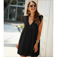 (s, Black) Moonycozy Dress with Built in Shorts, Moonycozy Lace Hollow Dress