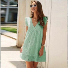 (xl, Light green) Moonycozy Dress with Built in Shorts, Moonycozy Lace Hollow Dress