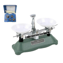 Mechanical Lab Tray Balance Scale with Weights, Double Pan, 100g Capacity, 0.1g Readability