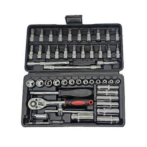 Ratchet Wrench Set 53-Piece with Ergonomic Rubber Handle and Socket Sizes