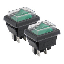 Waterproof Rocker Switch 4-Pin ON/Off Green LED Snap-in Power 16A 250V AC