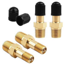 Zawór Schradera mosiężny 1/8 NPT do zbiornika sprężarki powietrza, zestaw 4 sztuk, 150 PSI