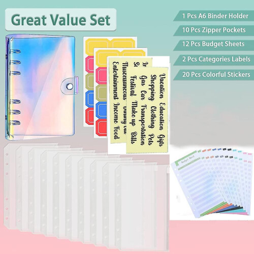 Gradient Color PVC Budget Binder A6 Financial Planner Money Saving Folder