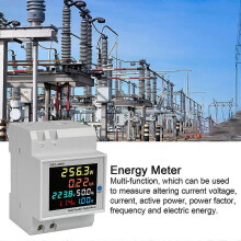 Multifunktions-Energiezähler mit farbigem LCD-Display zur Überwachung von Wechselspannung, Stromstärke und Netzfrequenz