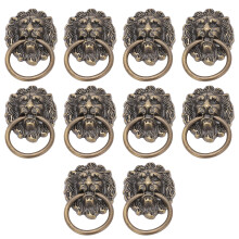 Vintage Animal Head Furniture Handles, 10Pcs Green Bronze Zinc Alloy Knobs for Drawers Jewelry Boxes