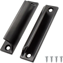 2 Pieces Sliding Door Handle, Aluminum Alloy, Black, Smooth Edge, Easy Install for Balcony Sliding Doors