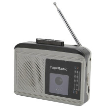 Przenośny odtwarzacz kasetowy, radio AM FM z podwójnym zasilaniem, czarno-szary