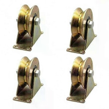 4pcs Steel Sliding Door Pulley V-Groove Wheels Heavy Duty Caster for Inverted Track Gate