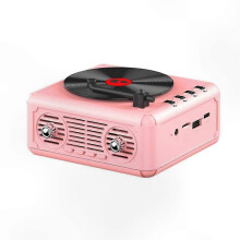 Bluetooth Retro CD Player with FM Radio, Vintage Pink Portable Speaker, Enhanced Sound Quality