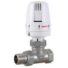 Thermostatventil für Heizkörper, 1/2 Zoll DN15, Messing, gerade, weiß, ML-6003, für Wasser/Öl