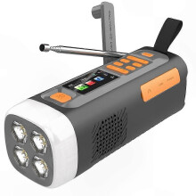 Portable Emergency Radio with 4500mAh Battery, FM/Bluetooth, USB/Solar/Hand Crank Power for Camping