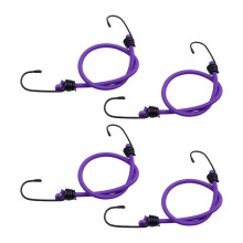 Corde élastique avec crochets, 50 cm, violette, lot de 4, pour le camping et les activités de plein air