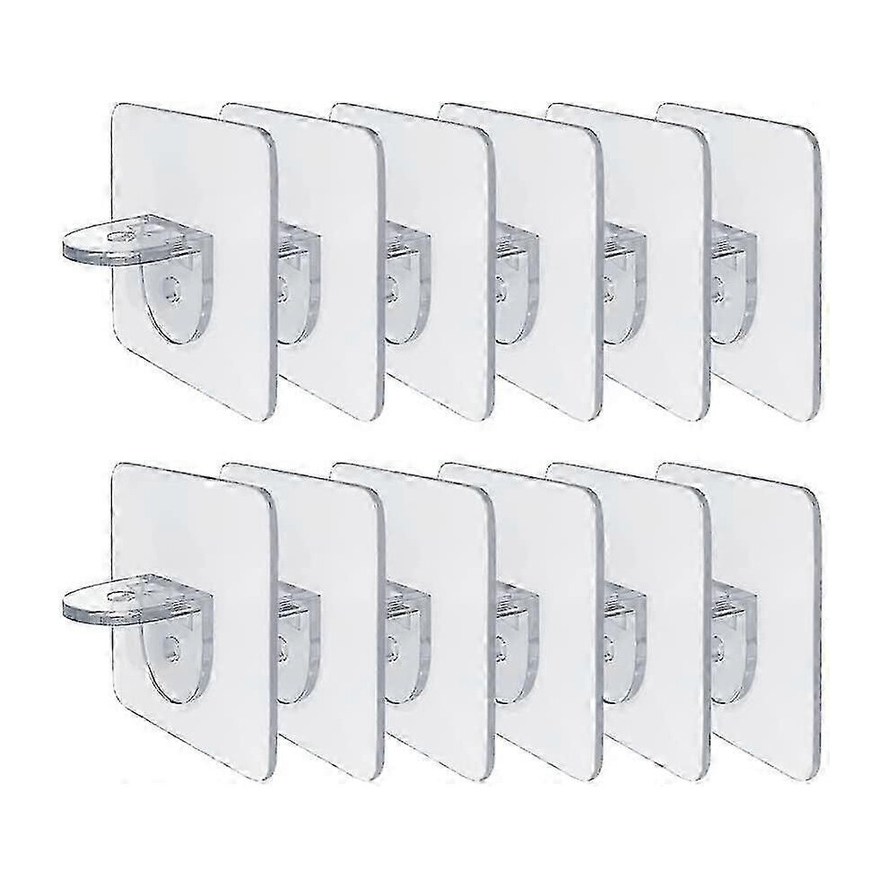 Shelf Brackets Self-Adhesive 12 Pack, Abs Material Holds 20Kg For Shelves Wardrobe Glass 6901168446225