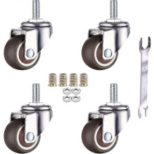 Ruote piroettanti con filettatura M6 x 15 mm, ruote in gomma morbida da 25 mm per mobili, portata 10 kg, confezione da 4