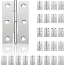 Stainless Steel Hinges for Doors and Cupboards, 24Pcs Piano Hinge 44mm x 32mm with 6 Mounting Holes