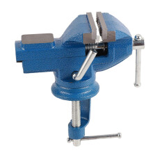 Clamp on Bench Vise Swivel Table Clamp with Anvil for Jewelry Woodworking, 60mm Adjustable Jaws