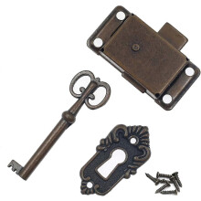 Antique Cabinet Door Lock Set with Keys and Screws, Mortise Lock for Mailbox Wooden Box Decoration
