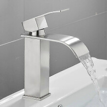 Waterfall Bathroom Faucet Single Handle Chrome Brass Ceramic Valve