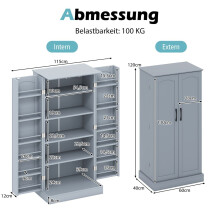 Mueble de cocina con 2 puertas y estantes ajustables, gris