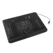 Laptopkoeler met koelpad en USB-aansluiting voor notebooks van 14 inch of kleiner, stille ventilator en ergonomische standaard.