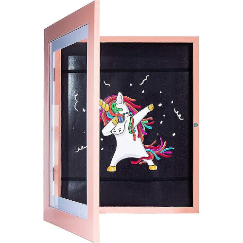(2*Pink) 1/2pcs Kids Art Frames Front-Open Easy Change Art Frame Drawings Artwork Picture Frames for Wall Tabletop Display