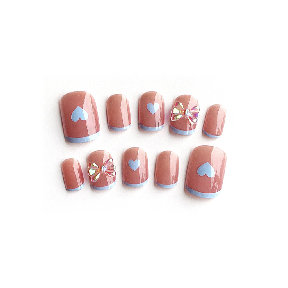 Phui-Pet-Supplies 24Pcs Heart Bow False Nails, Long Wear