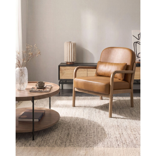 Beliani Armchair SELDE Leather Golden Brown 1