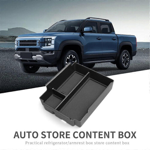 Armrest Console Storage Box compatible with BYD Shark 2024, Black ABS Material, Enhances Interior Organization 1