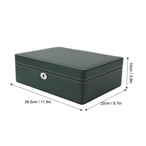 8 Slot Watch Box for Automatic Mechanical Watches Green Microfiber Leather Display Case 1