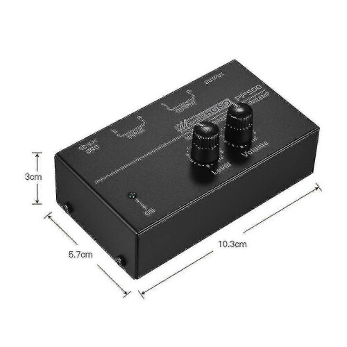 Pré-amplificador Phono PP500, caixa metálica ultrac Compacta, conexões RCA e 1/4 polegadas, alimentação DC 12V, cor preta 1