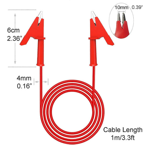 Alligator Clips Test Leads, 2 Pack Double Ended 3.3ft/1m Flexible Copper Insulated Test Cable 1
