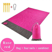 (140*200cm, Rose Red) Lightweight Sand Free Beach Mat Waterproof Foldable Mat for Camping Outdoor Activity