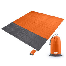(210*200cm, Orange) Lightweight Sand Free Beach Mat Waterproof Foldable Mat for Camping Outdoor Activity
