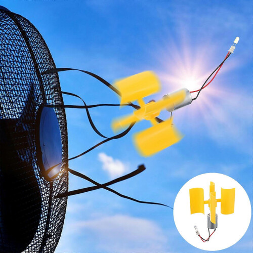 Micro Vertical Wind Turbines, Small Motor Blades Generator for DIY Teaching Experiment, 7cm Yellow ABS 2