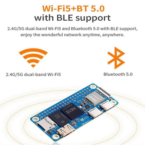 Single Board Computer compatible with Orange Pi Zero 2W, 1GB RAM, 16MB SPI Flash, WiFi Bluetooth, 40 Pin GPIO, Type-C Power Support Multiple OS 2