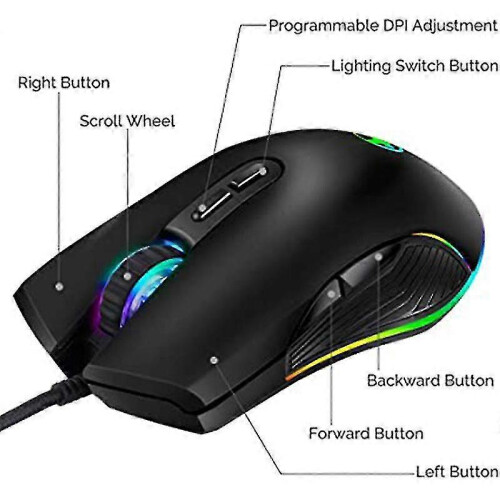 USB C Gaming Mouse with RGB Backlight, Ergonomic Wired Optical Mouse, Compatible with Type C Devices 1